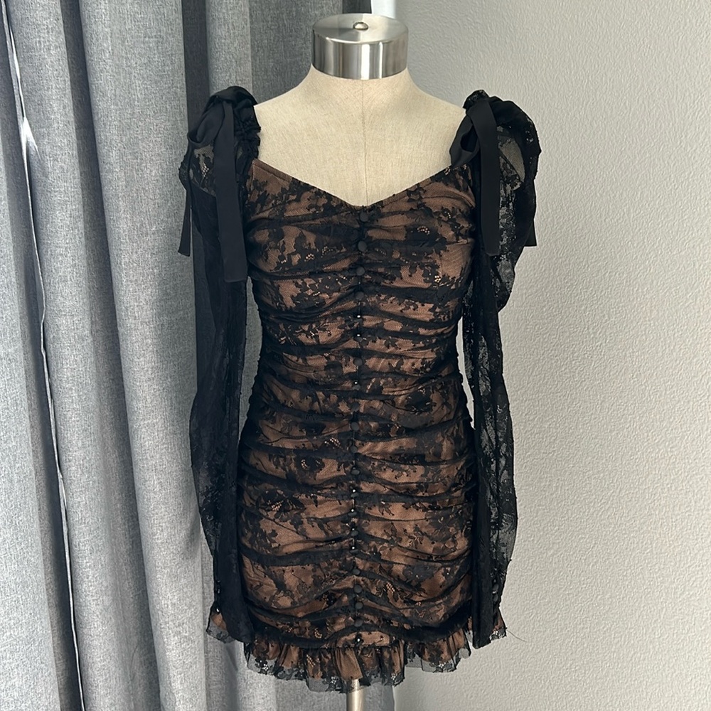 For Love and Lemons Black lace mini dress. Worn once. Size small